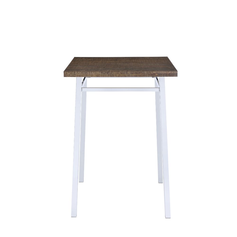 Nadie Square Bar Table in Chrome and Oak - Ornate Home