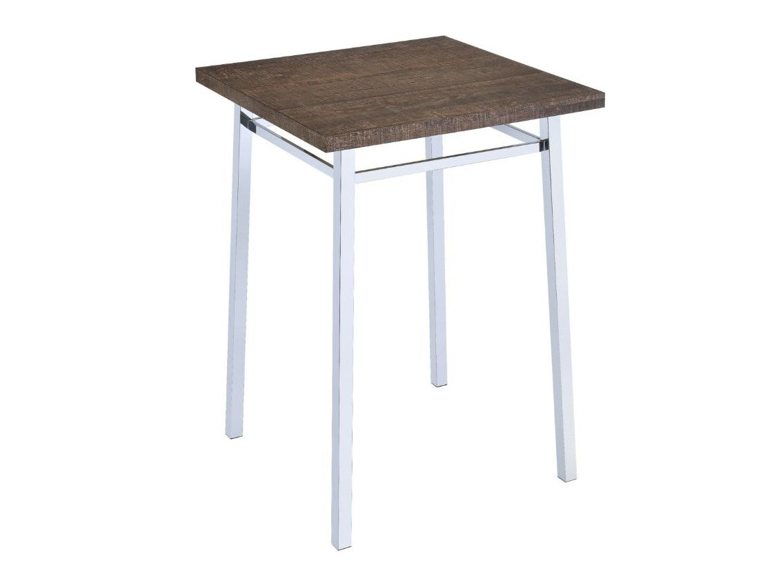 Nadie Square Bar Table in Chrome and Oak - Ornate Home