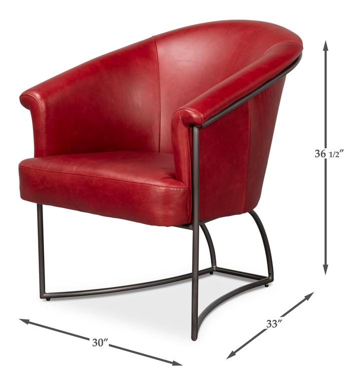 Nagel Red Distilled Leather Chair - Ornate Home
