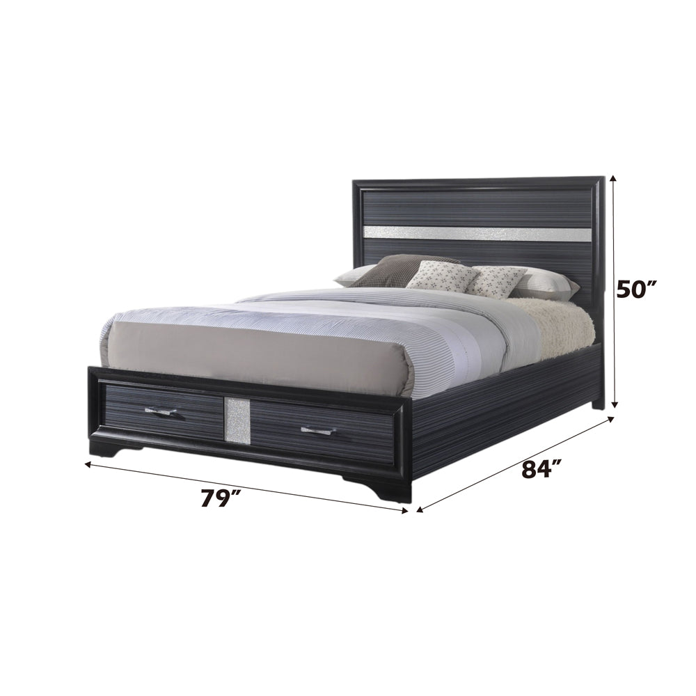 Naima Black Eastern King Bed - Ornate Home