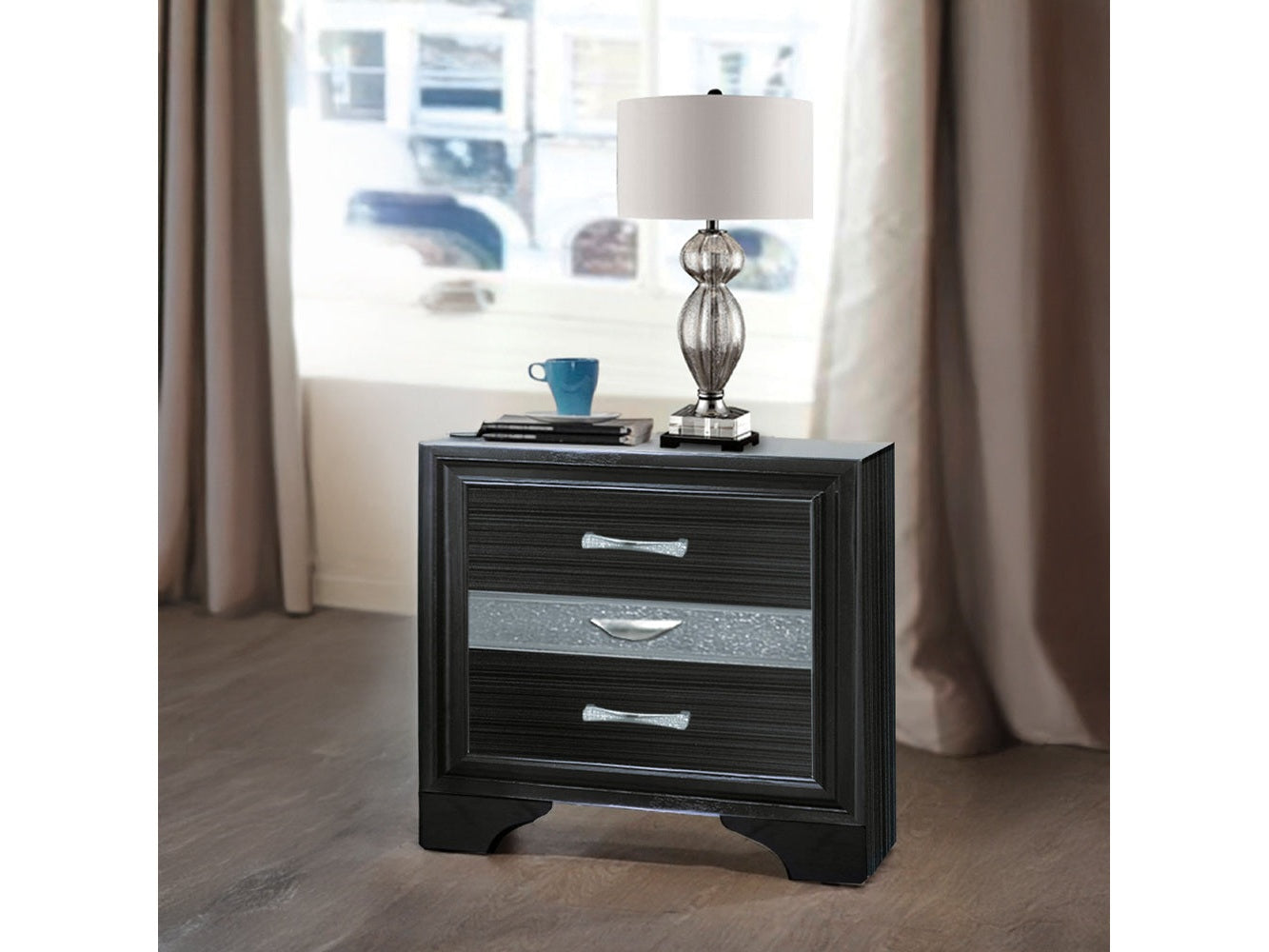 Naima Black Nightstand - Ornate Home