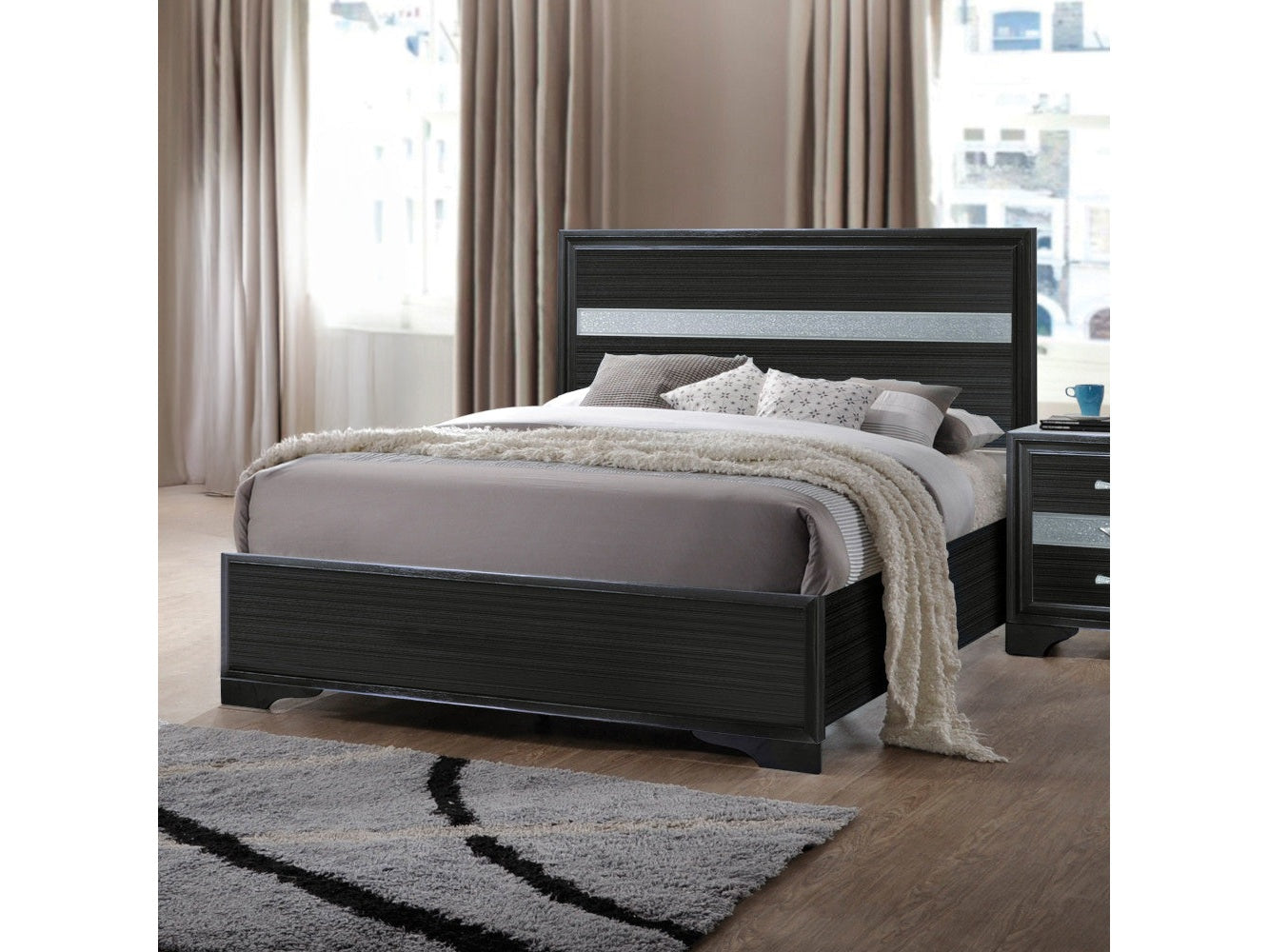 Naima Black Twin Bed - Ornate Home