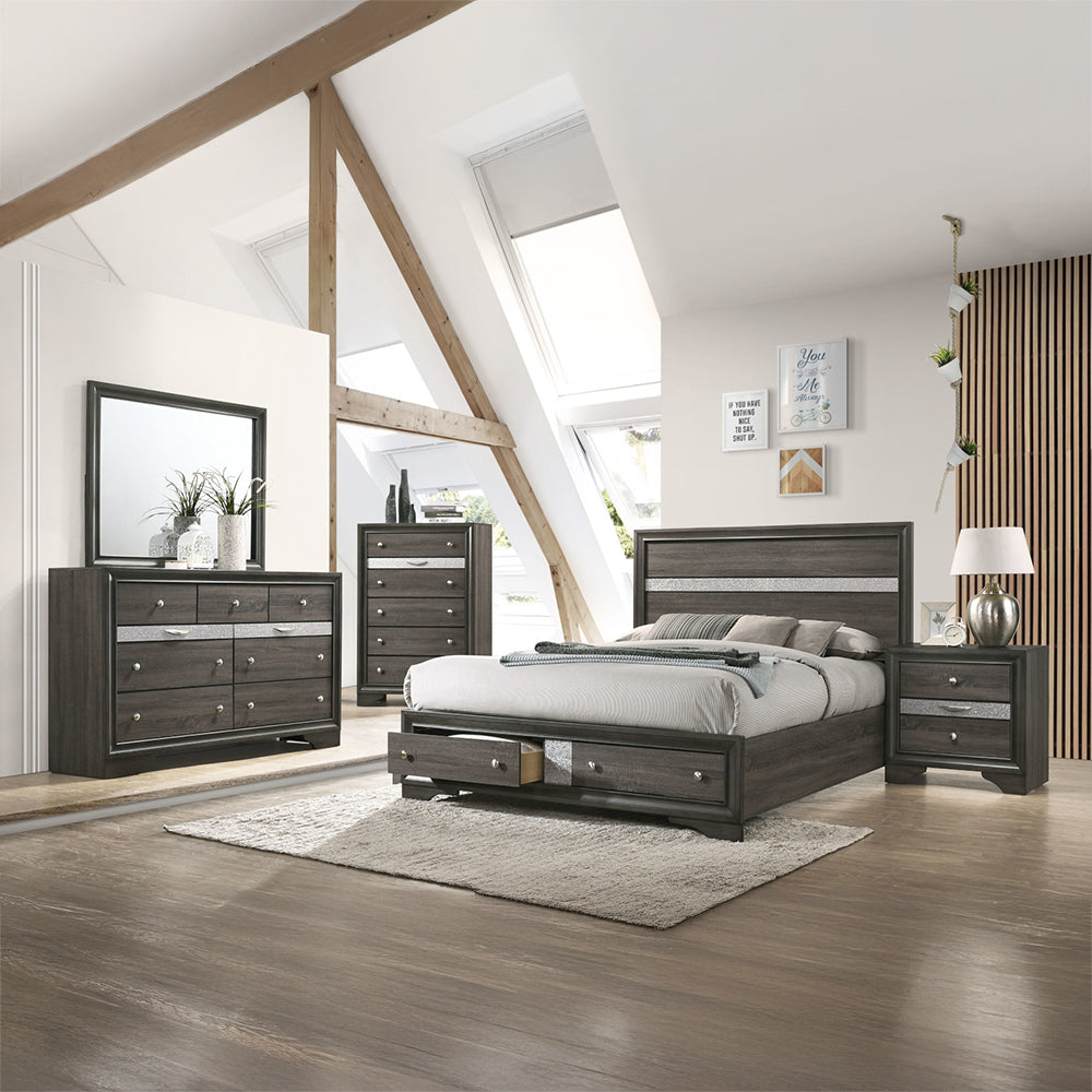 Naima Gray Eastern King Bed - Ornate Home