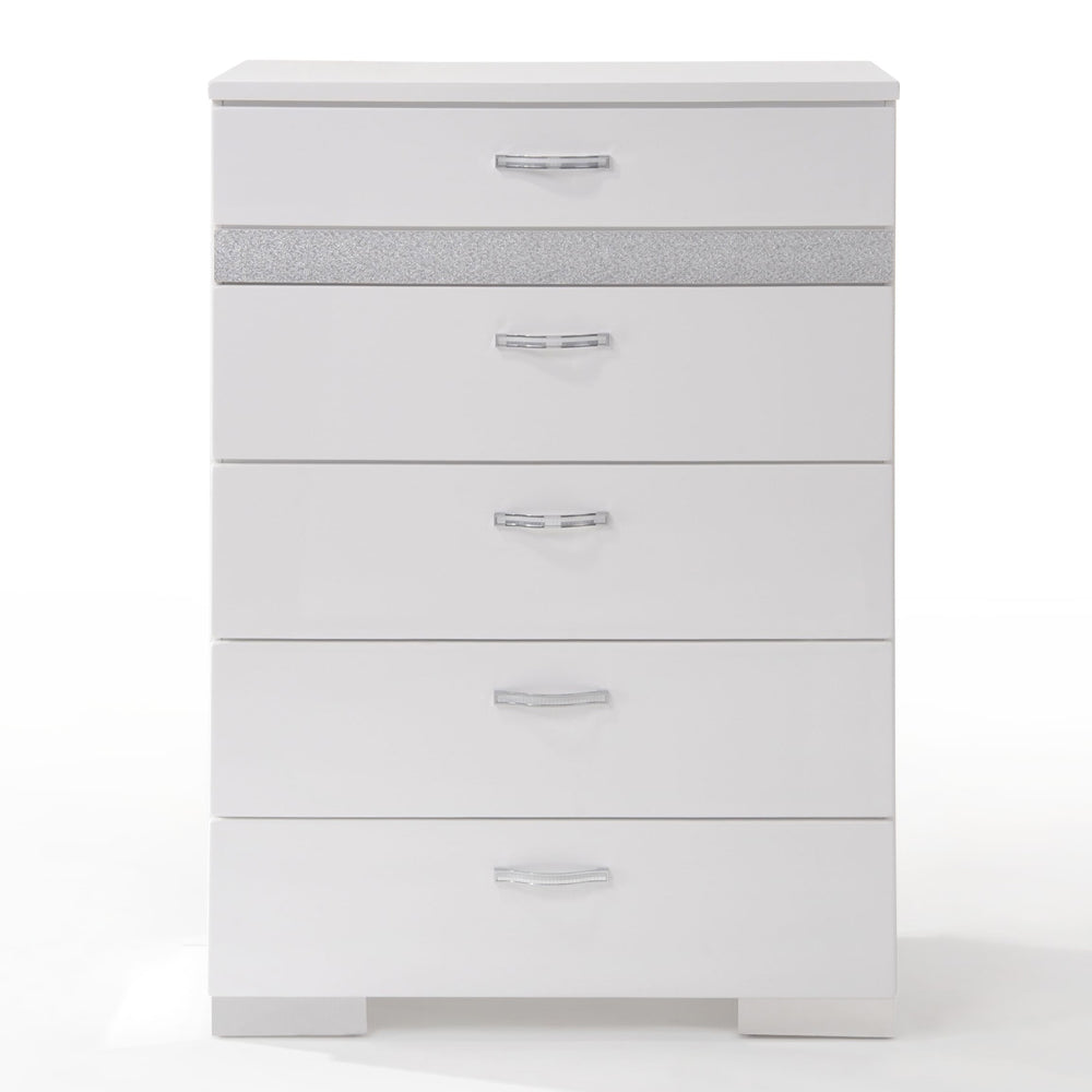 Naima II White High Gloss Chest - Ornate Home