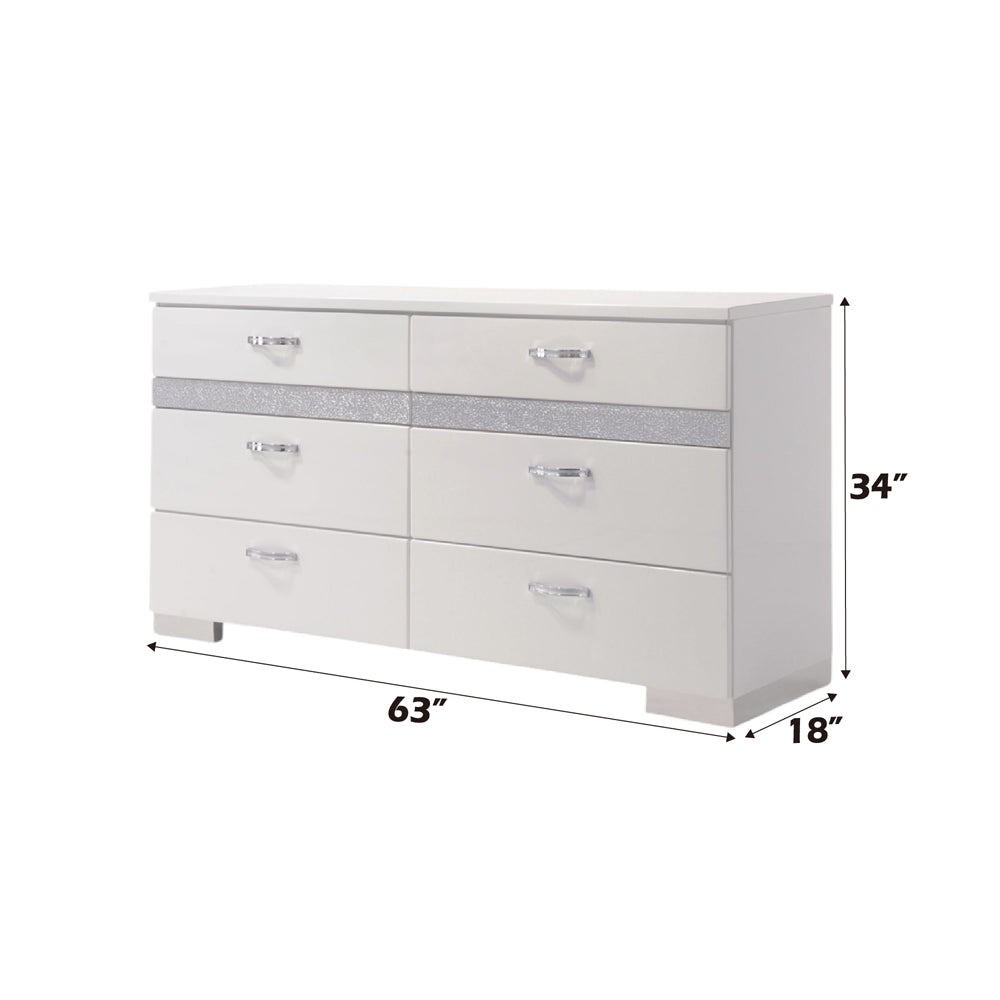 Naima II White High Gloss Dresser - Ornate Home