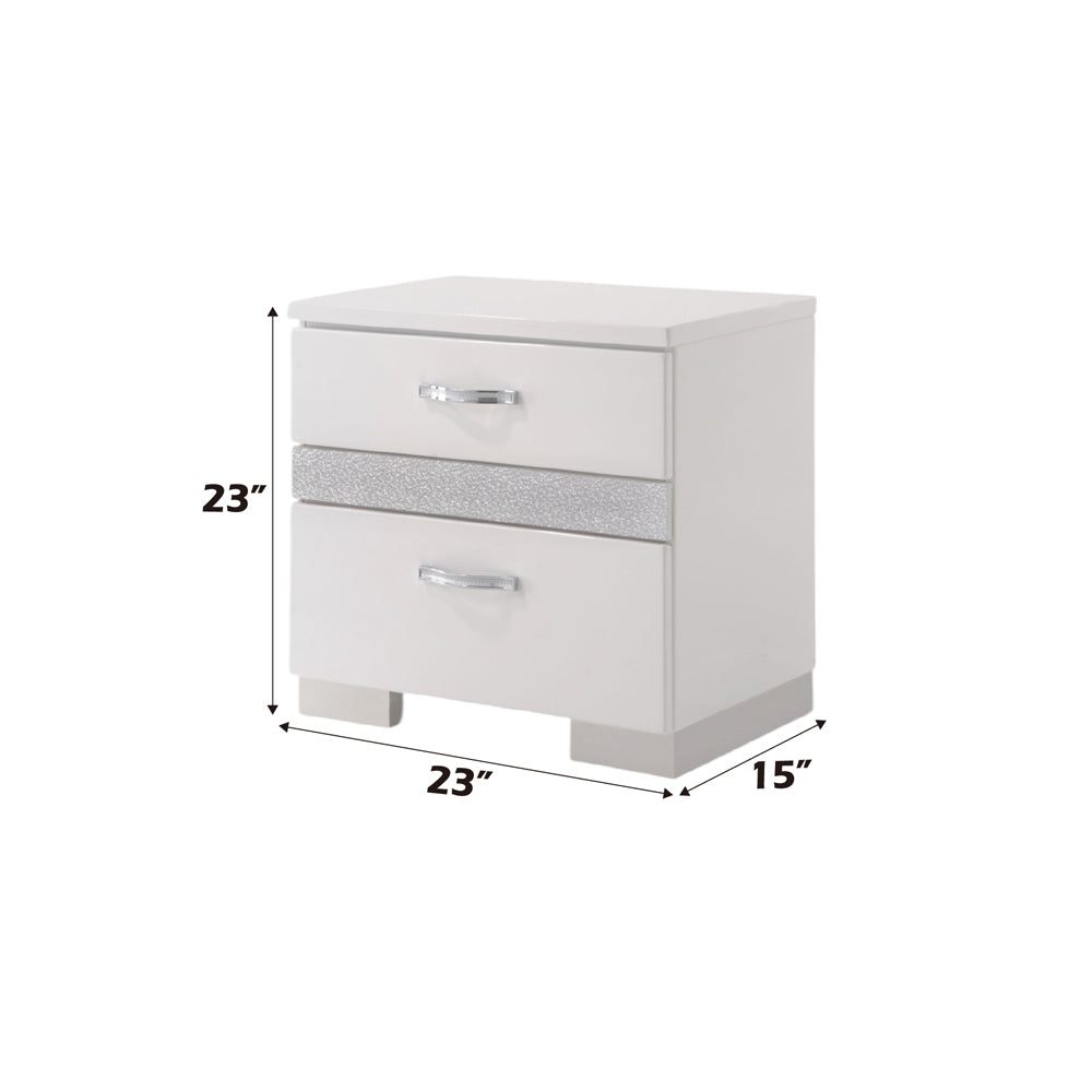 Naima II White High Gloss Nightstand - Ornate Home