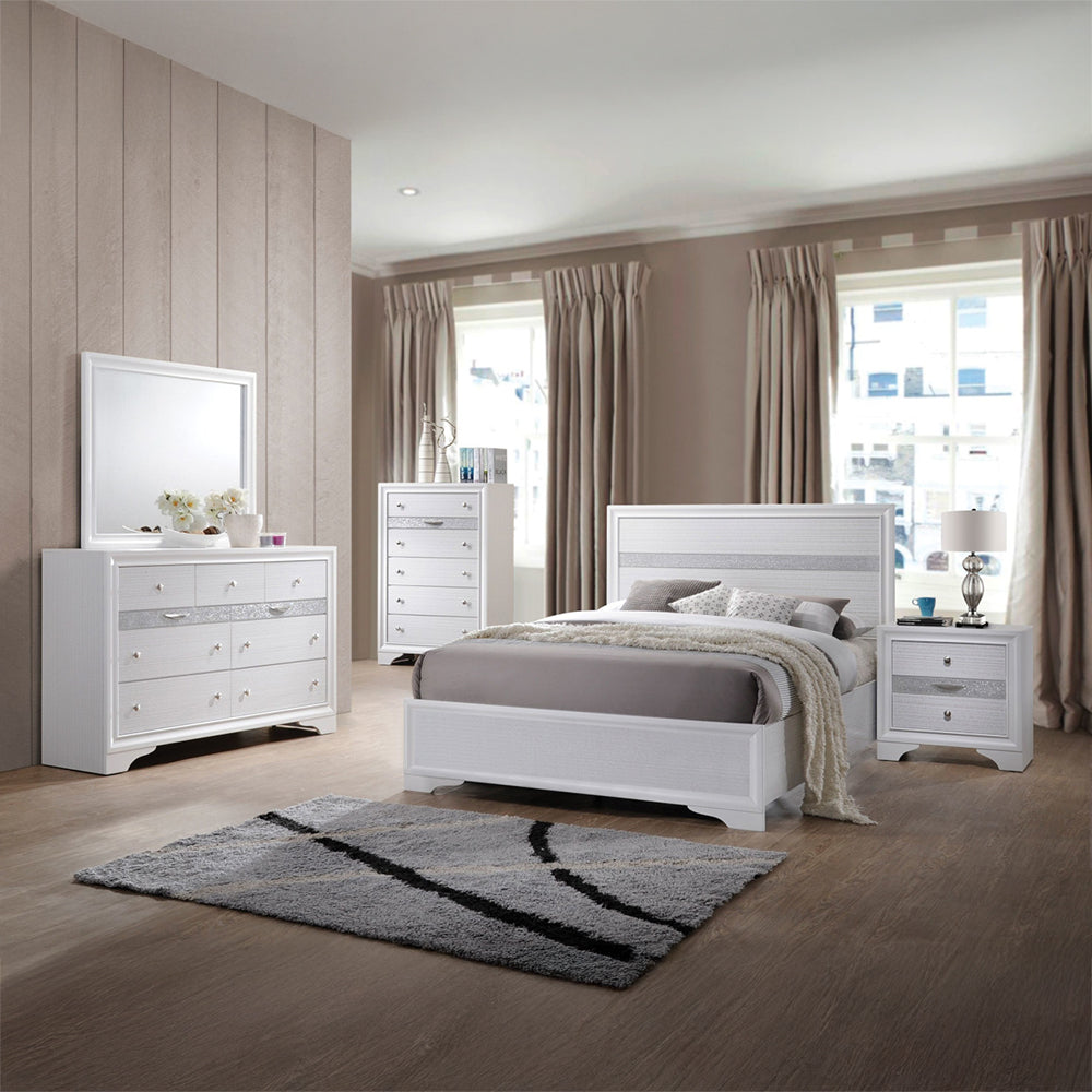 Naima White Full Panel Bed - Ornate Home
