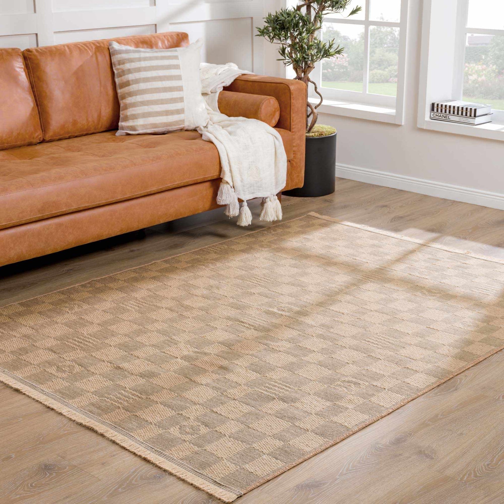 Nairi Checkered Washable Jute Rug - Ornate Home