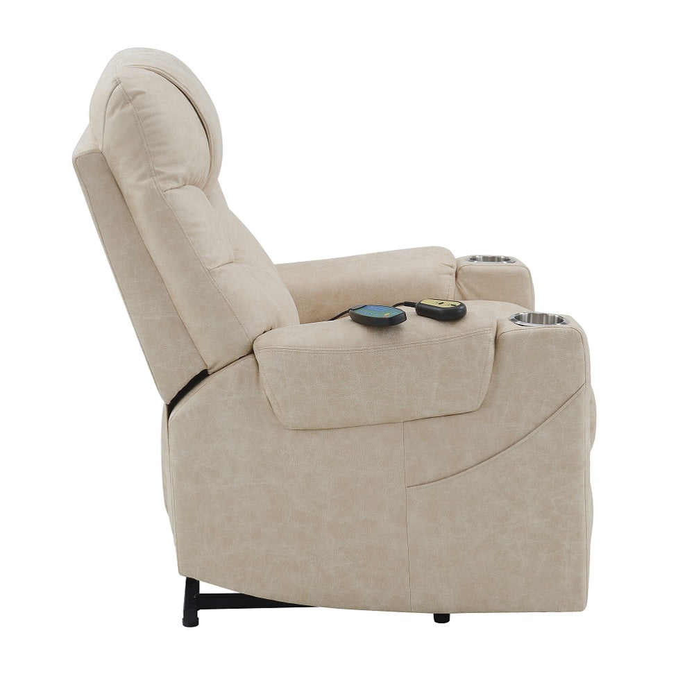 Nairi Ivory Power Recliner w/ Lift & Heating & Massage - Ornate Home
