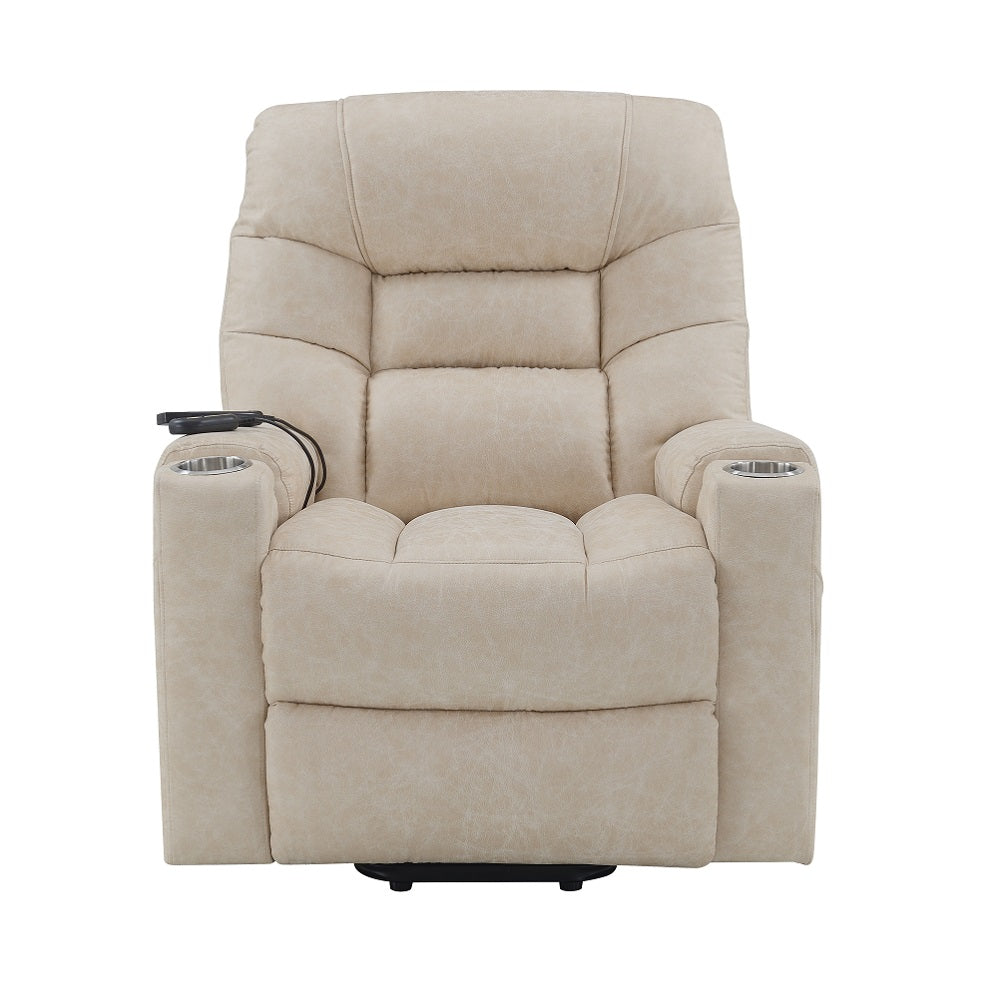 Nairi Ivory Power Recliner w/ Lift & Heating & Massage - Ornate Home