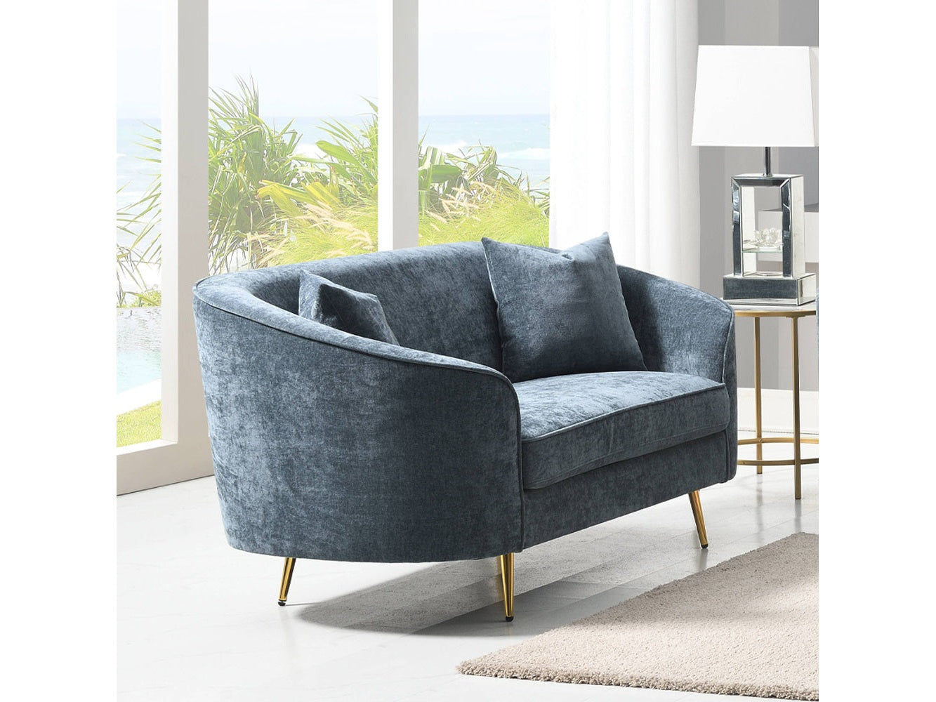 Nakendra Gray Loveseat W/2 Pillows - Ornate Home