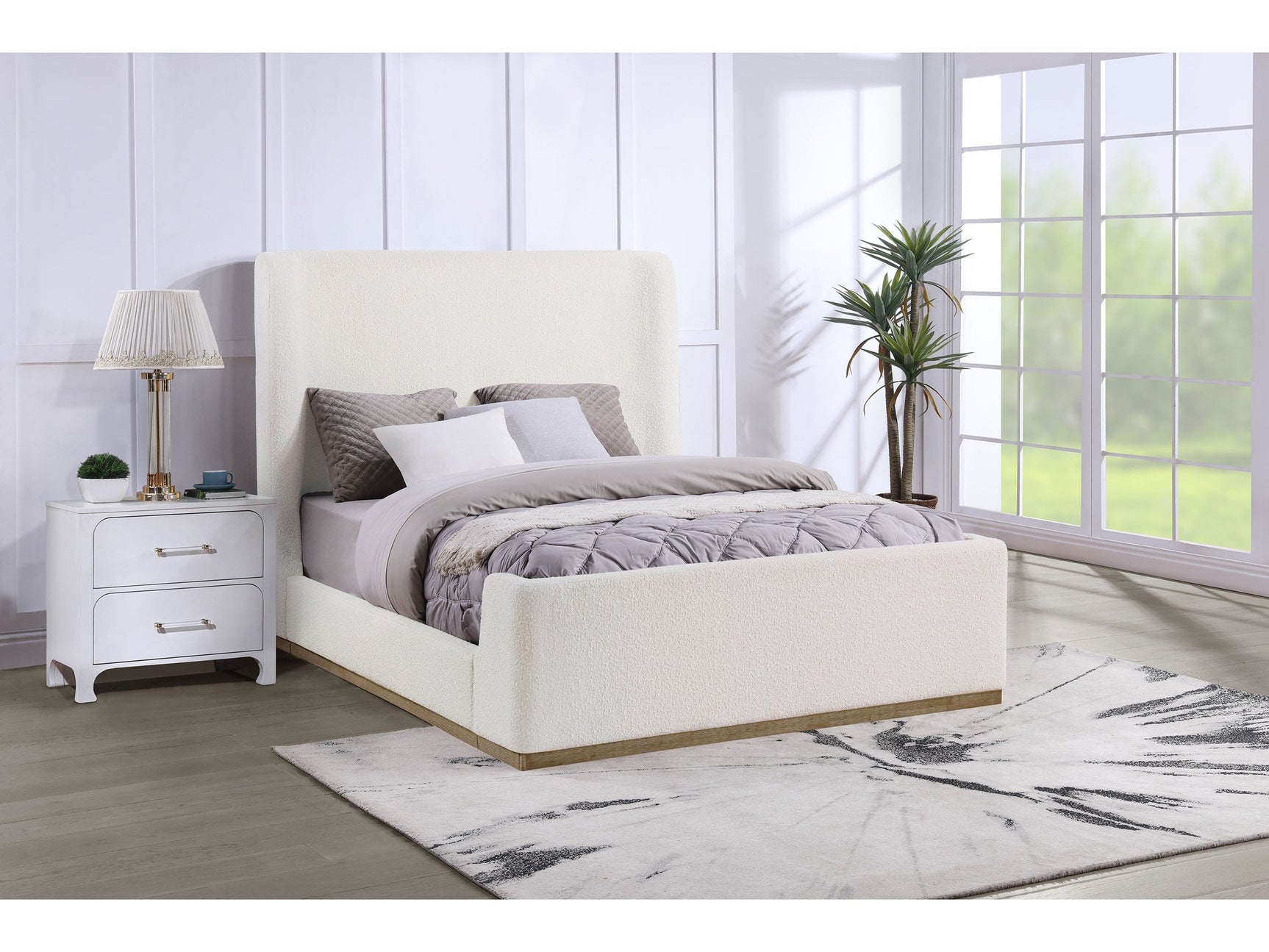Nala Cream Eastern King Upholstered Sleigh Bed - Ornate Home