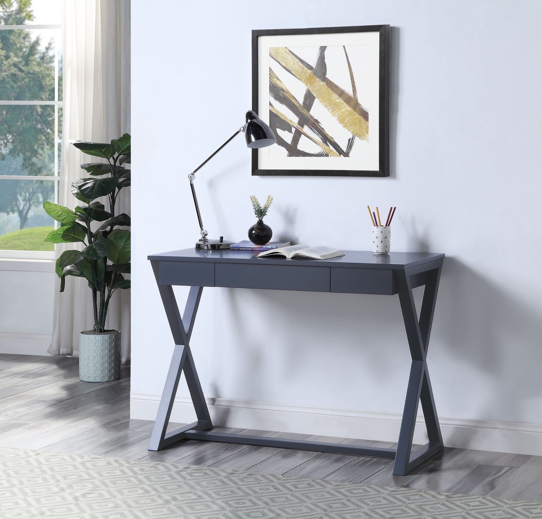 Nalo Charcoal Writing Desk - Ornate Home