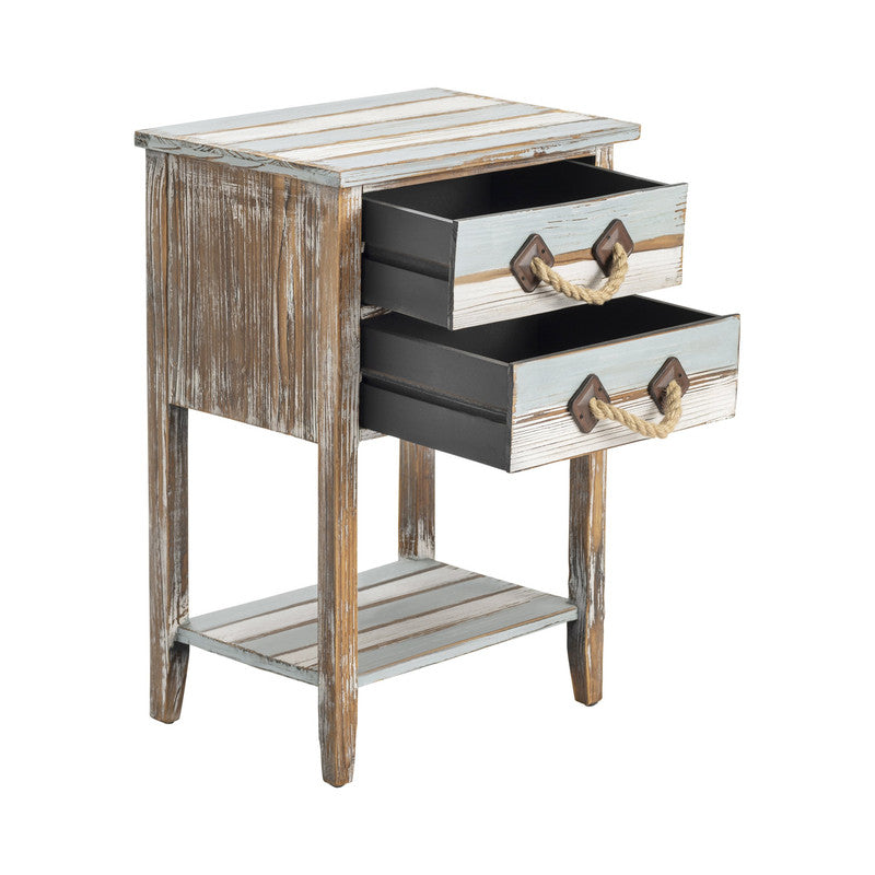 Nantucket Blue/White Square Accent Table - Ornate Home
