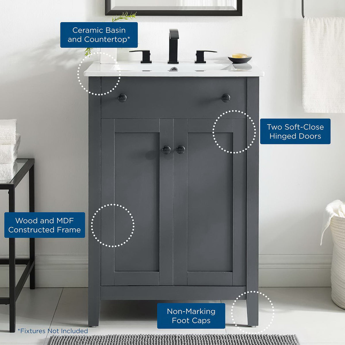 Nantucket Gray/White 24" Bathroom Vanity - Ornate Home
