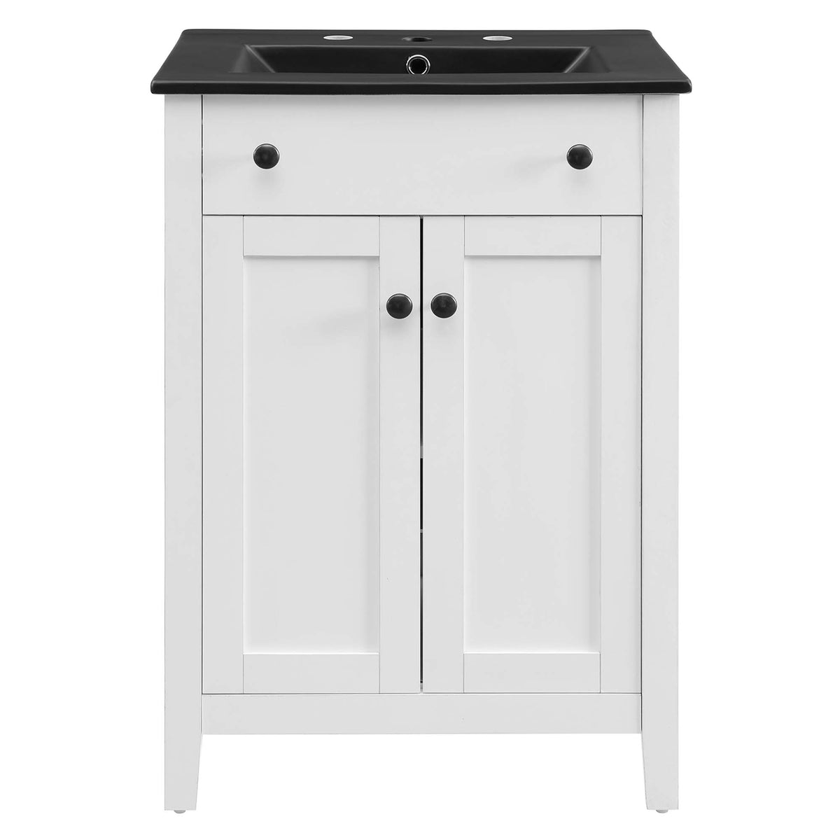 Nantucket White/Black 24" Bathroom Vanity - Ornate Home