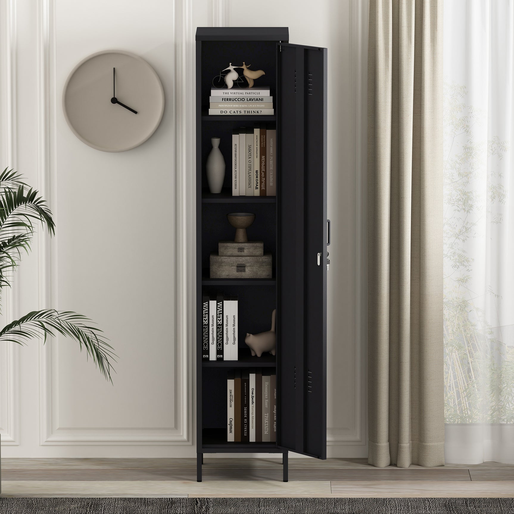 Naomi 15" Single Locker Storage Cabinet in Black - Ornate Home