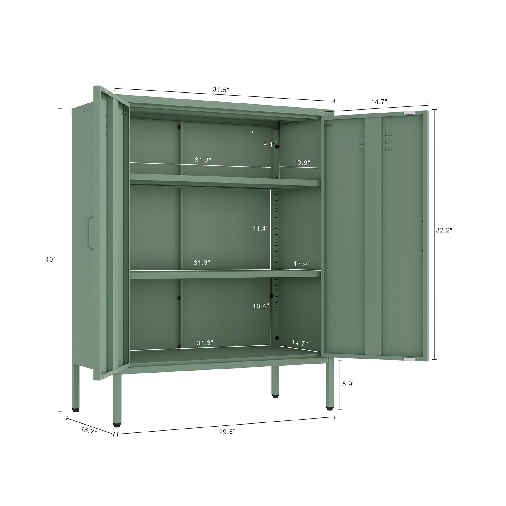 Naomi 31.5" Accent Cabinet in Green - Ornate Home