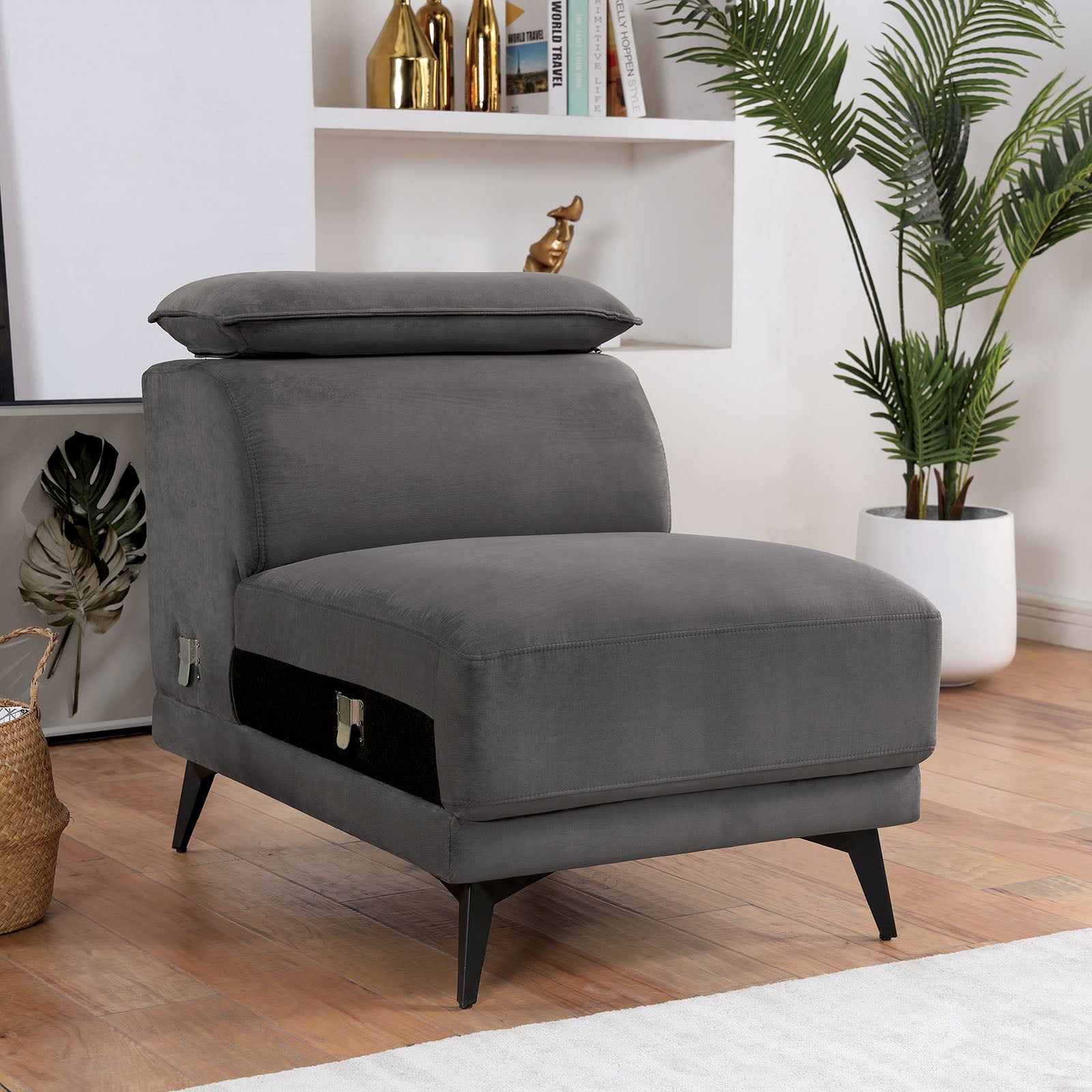 Napanee Dark Gray Sectional w/ Armless Chair - Ornate Home