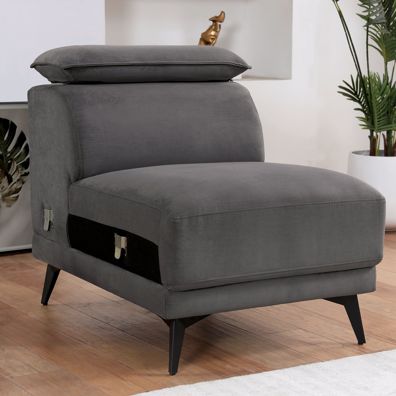 Napanee Dark Gray Sectional w/ Armless Chair - Ornate Home