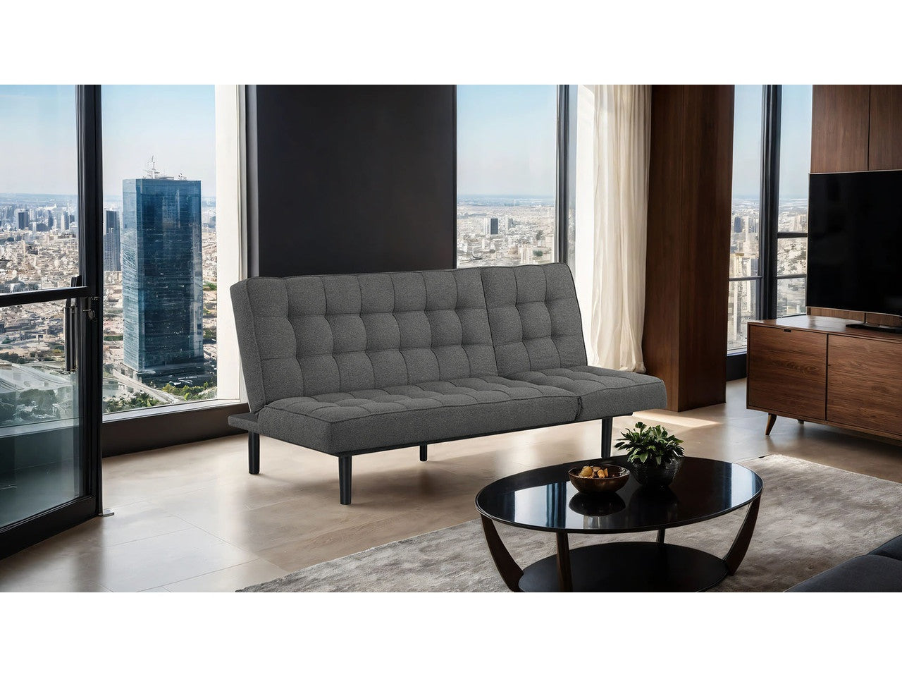 Napervill Dark Gray Futon Sofa - Ornate Home