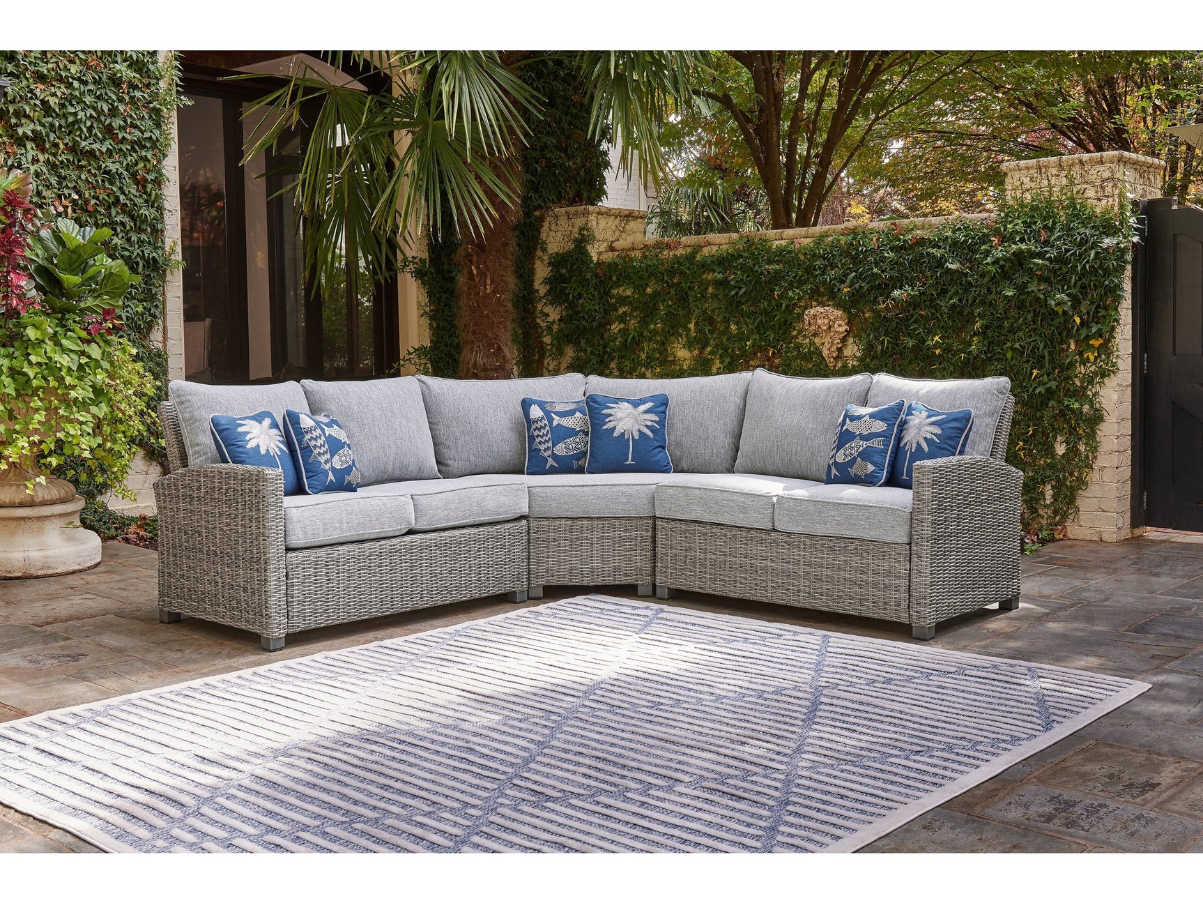 Naples Beach Light Gray 3-Piece Outdoor Sectional - Ornate Home
