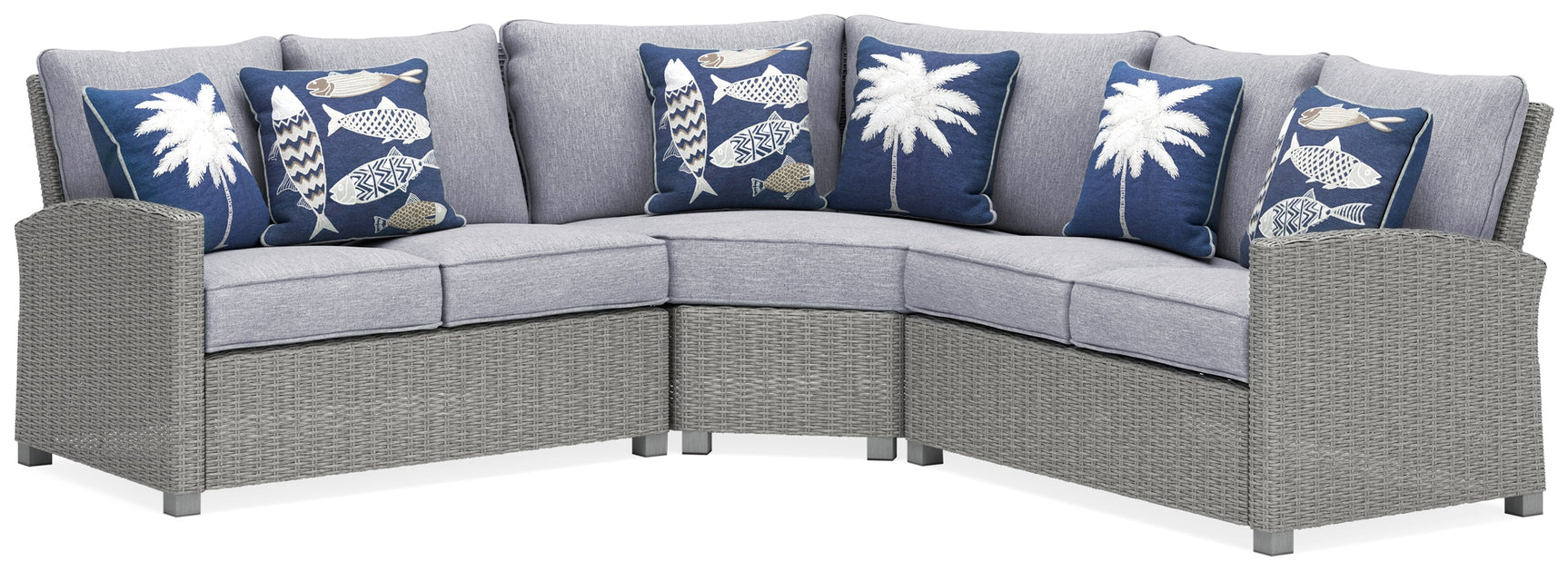 Naples Beach Light Gray 3-Piece Outdoor Sectional - Ornate Home