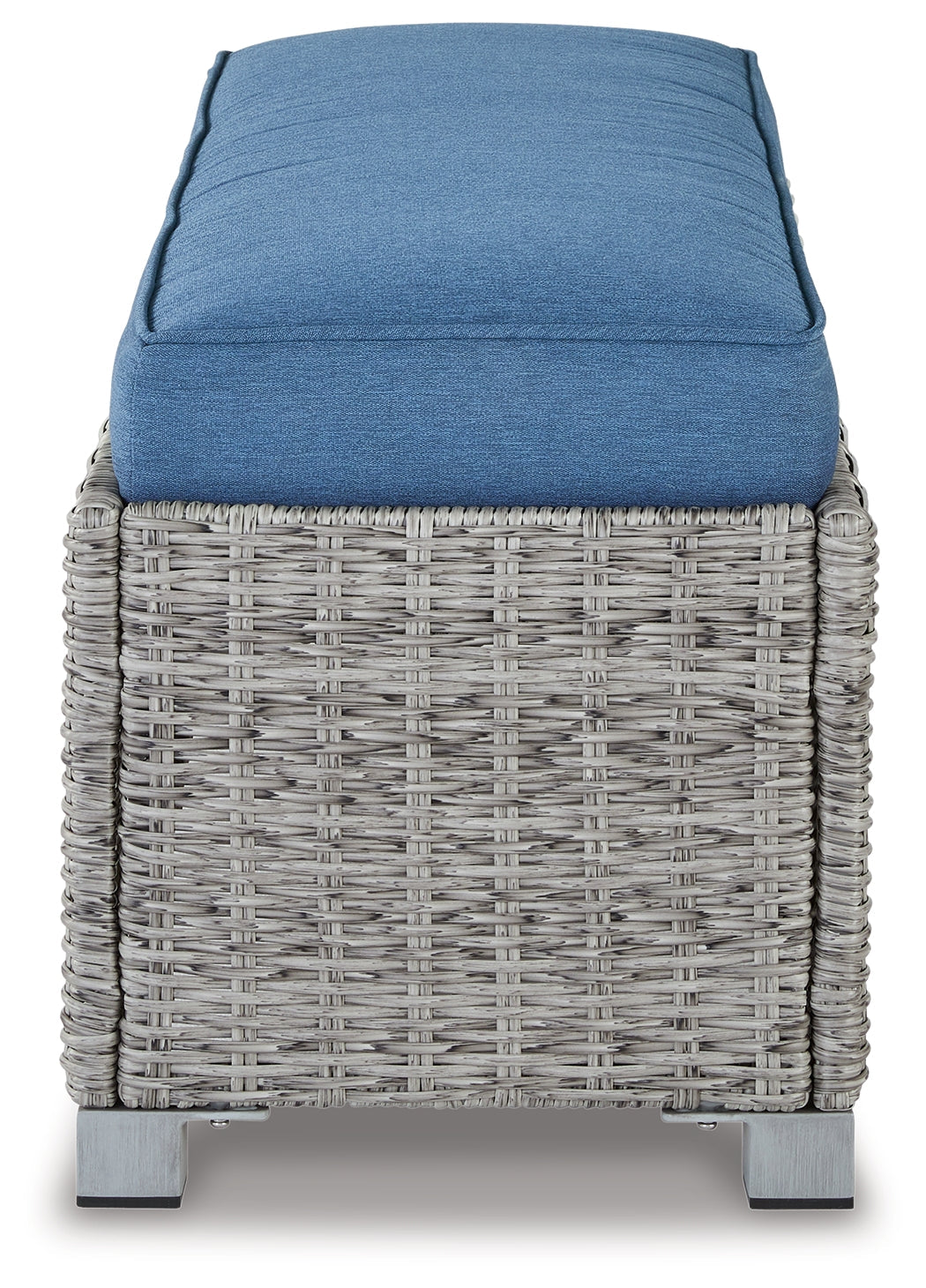 Naples Beach Light Gray Outdoor Bench w/ Cushion - Ornate Home