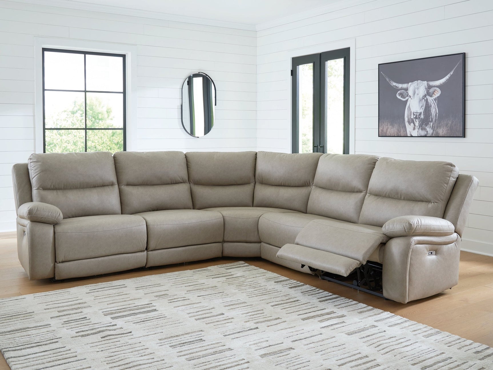 Narwhal Place Pebble 5-Piece Power Reclining Sectional (Online Special Price) - Ornate Home