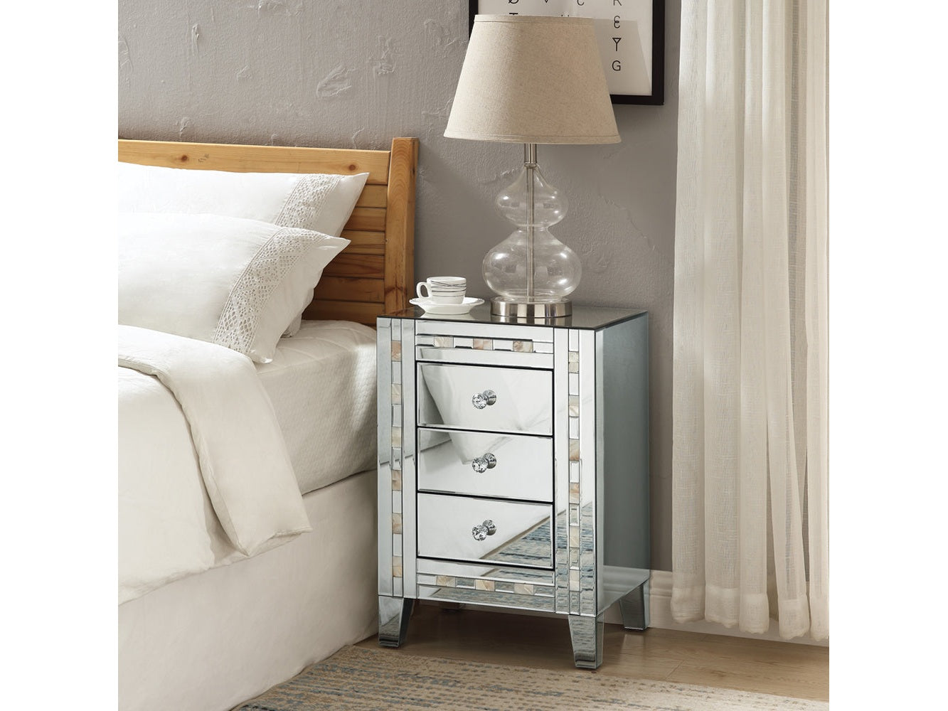 Nasa Mirrored & Mother Pearl Accent Table - Ornate Home