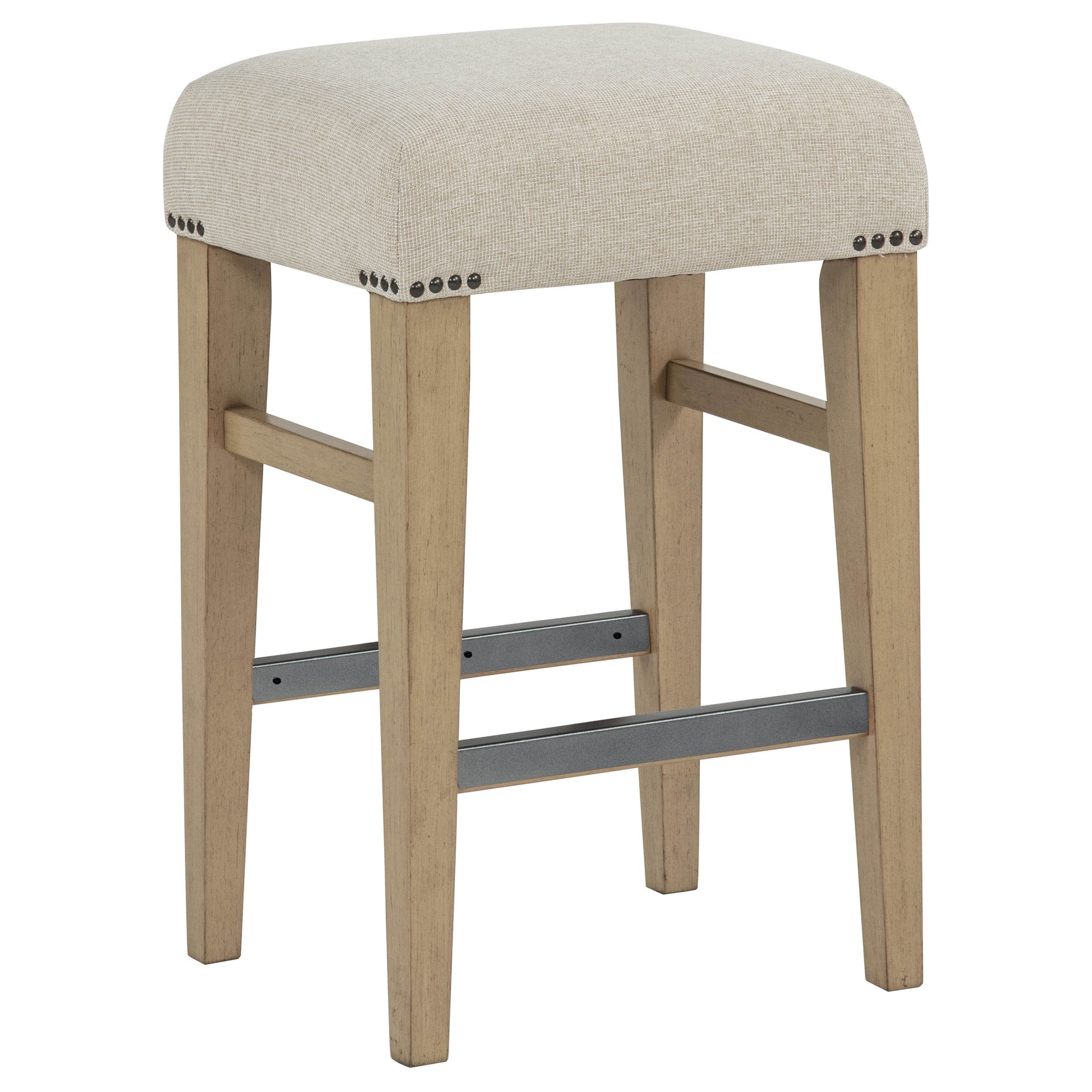 Naser Beige And Light Oak Upholstered Counter Stool (Set Of 2) - Ornate Home