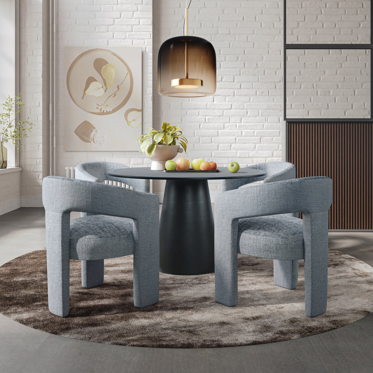 Nash Black/Blue Dining Table w/ 4 Gwen Chairs - Ornate Home