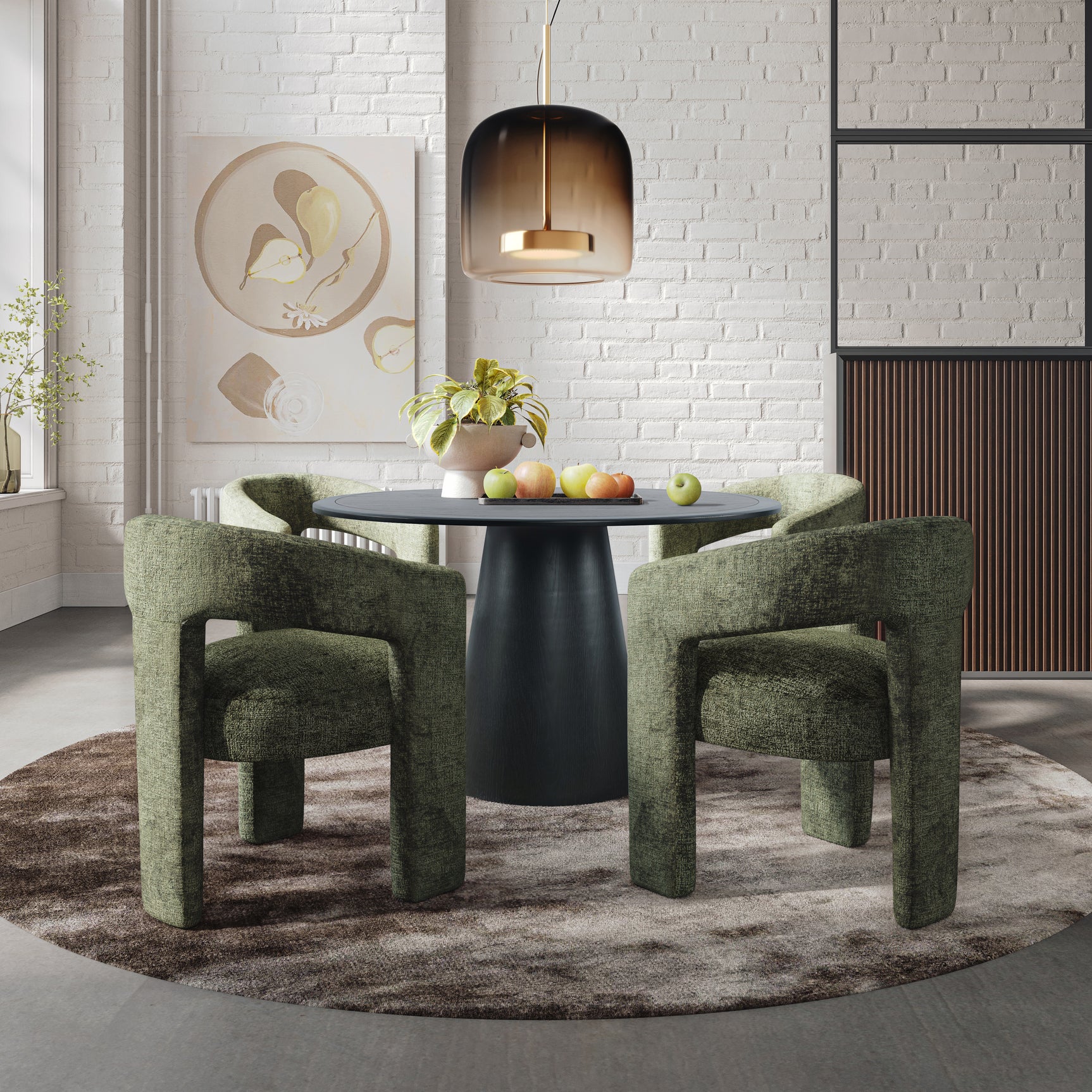 Nash Black/Forest Dining Table w/ 4 Gwen Chairs - Ornate Home