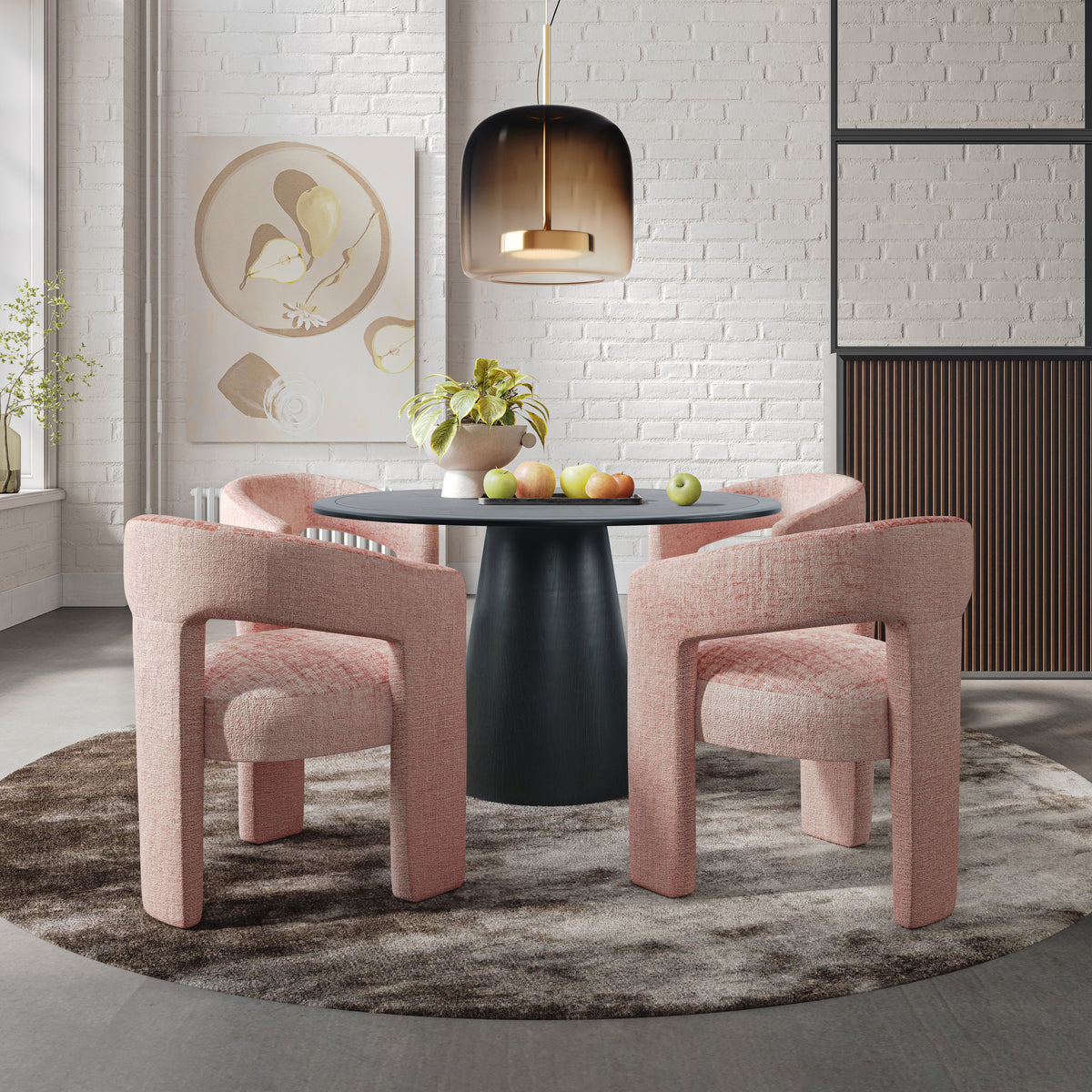 Nash Black/Pink Dining Table w/ 4 Gwen Chairs - Ornate Home