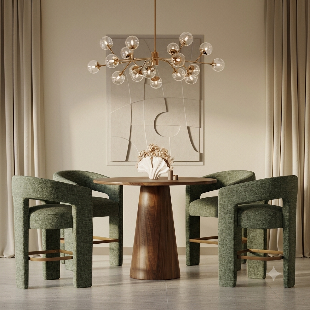 Nash Walnut/Forest Counter Table w/ 4 Gwen Stools - Ornate Home