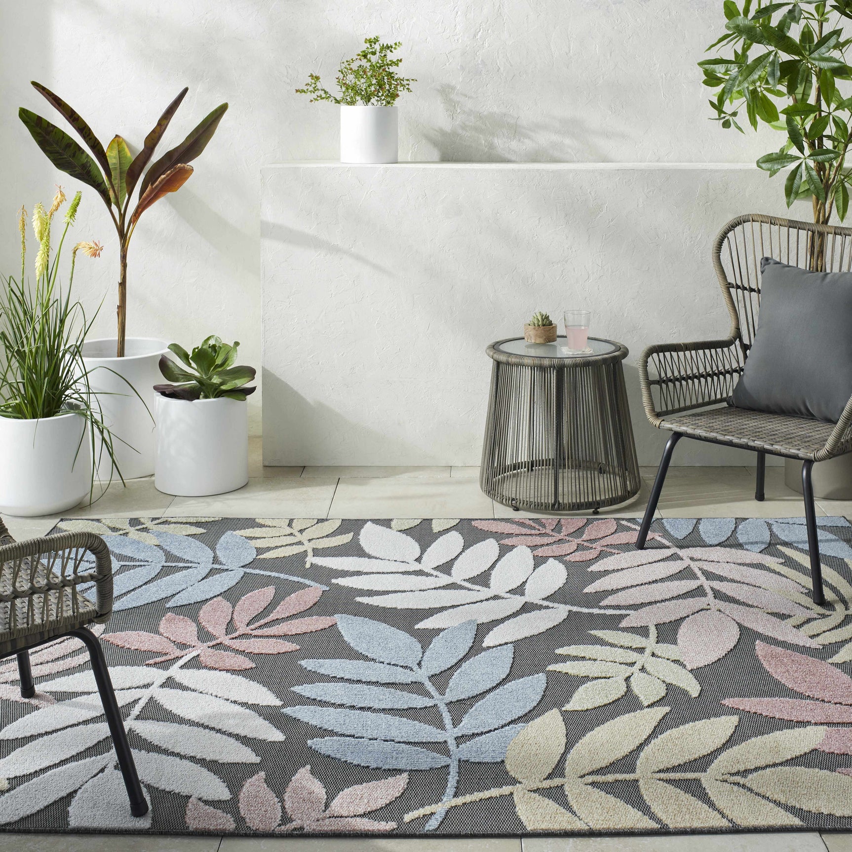 Nasha Charcoal Outdoor Area Rug - Clearance - Ornate Home