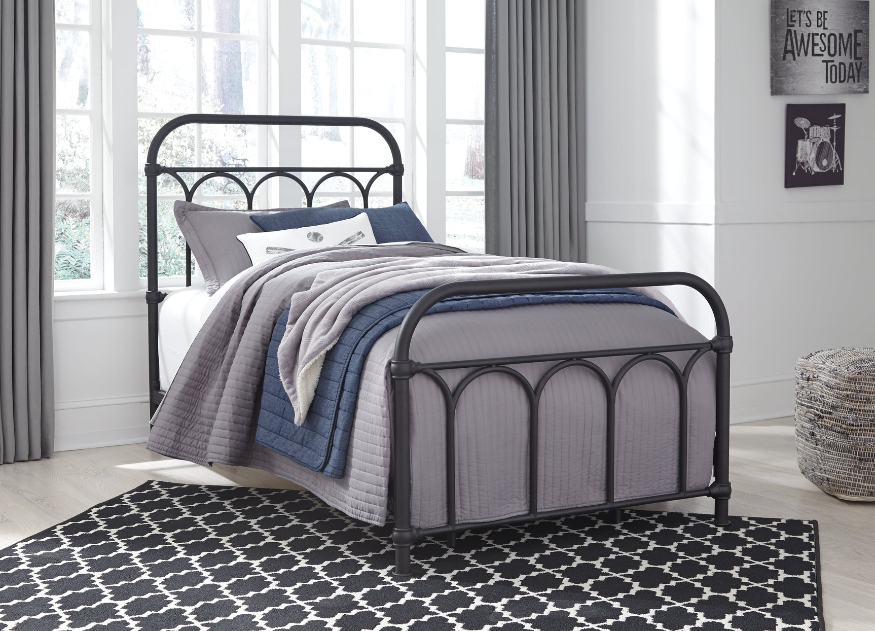 Nashburg Black Twin Metal Bed (Online Special Price) - Ornate Home