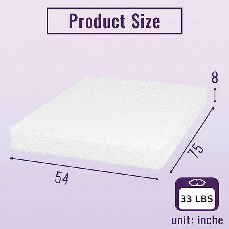 Nasturtium White 8" Full Bamboo Charcoal Infused Memory Foam Mattress - Ornate Home