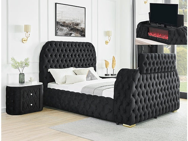 Natalia Black Queen Headboard 5115BK-Q-HB - Ornate Home