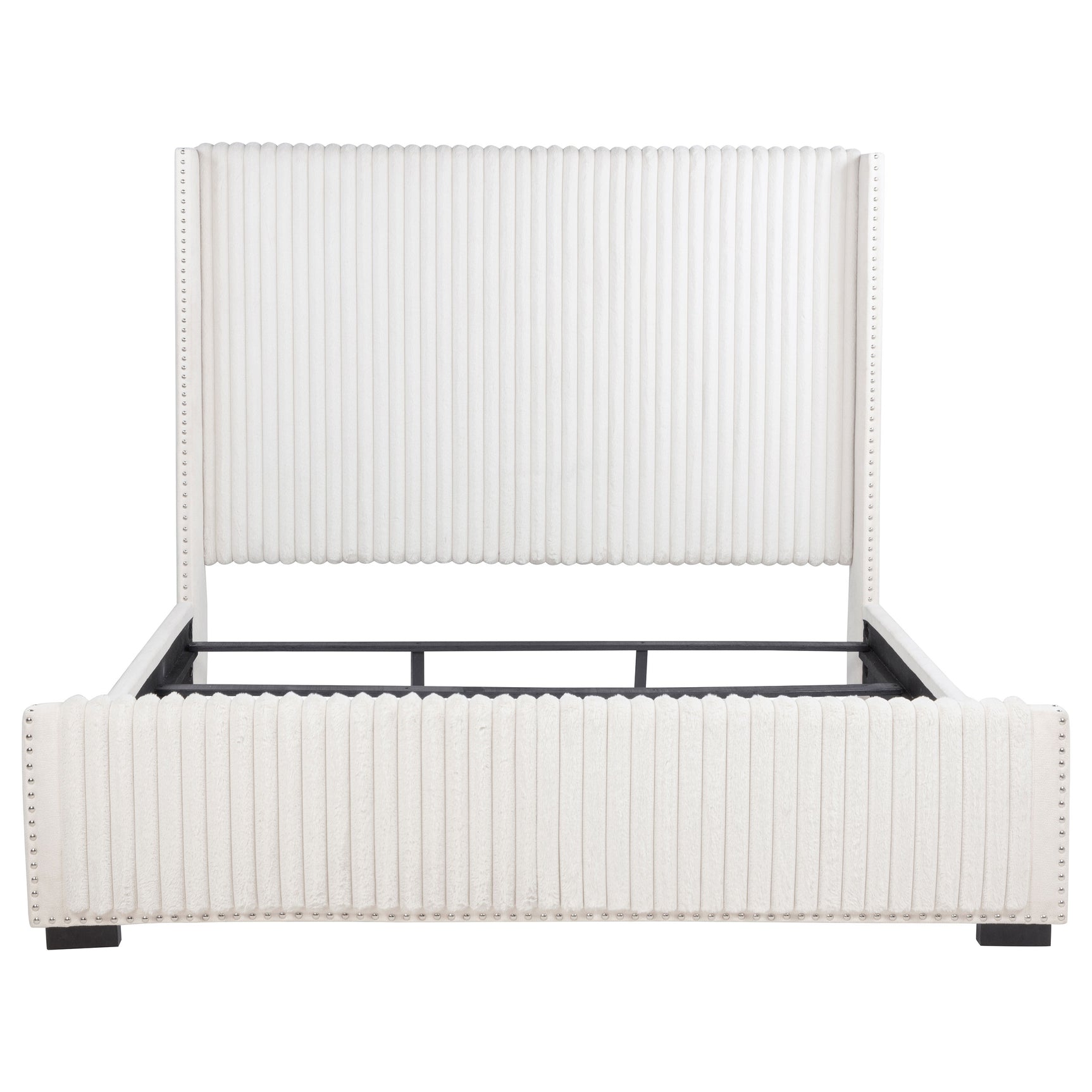 Natasha Cream California King Upholstered Wingback Bed - Ornate Home