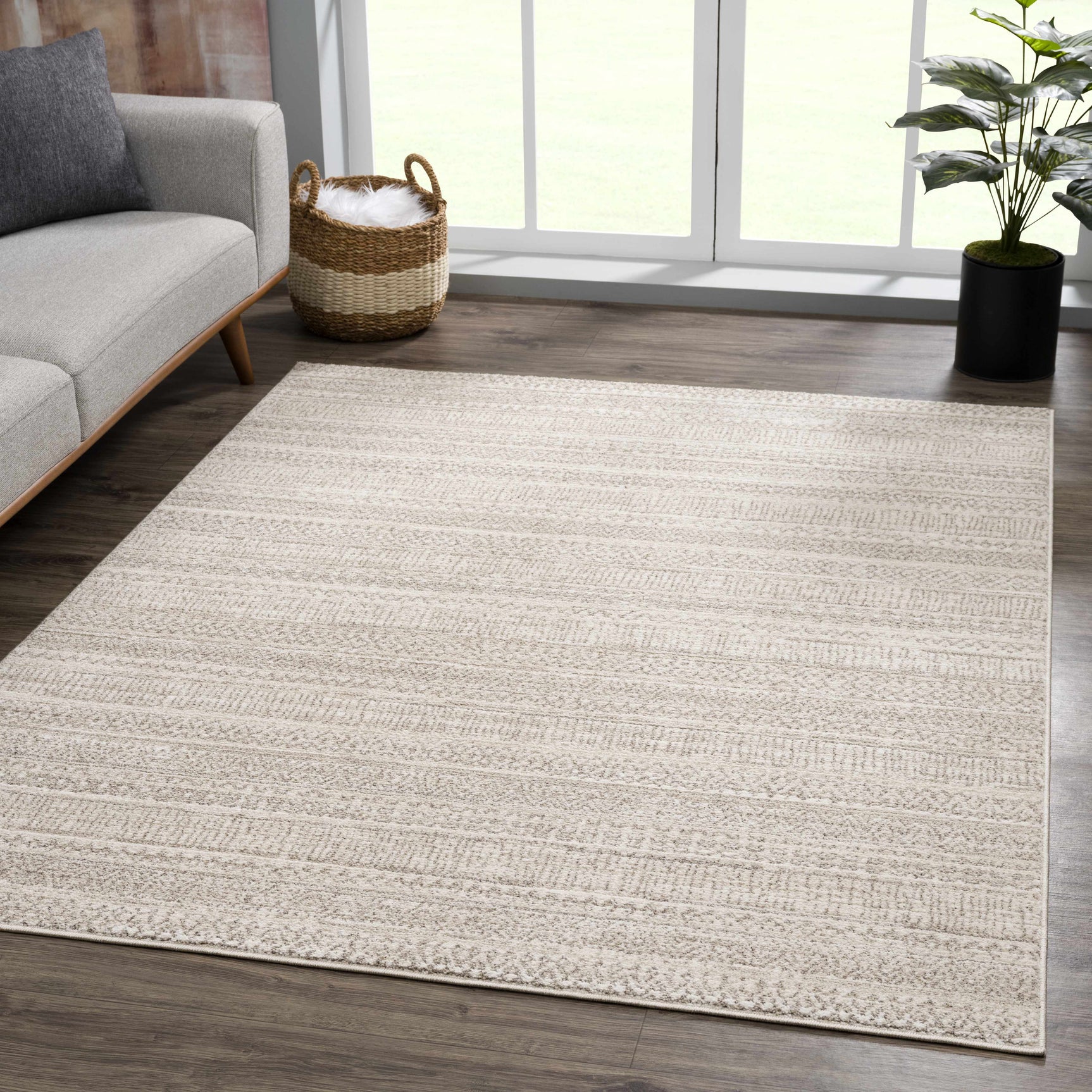 Nate Beige Tribal High Pile Carpet - Ornate Home
