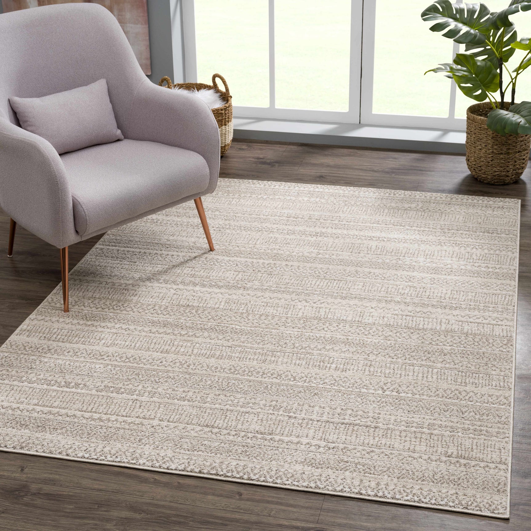 Nate Beige Tribal High Pile Carpet - Ornate Home