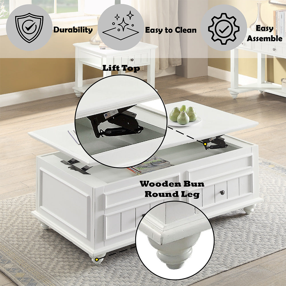 Natesa White Washed Coffee Table - Ornate Home