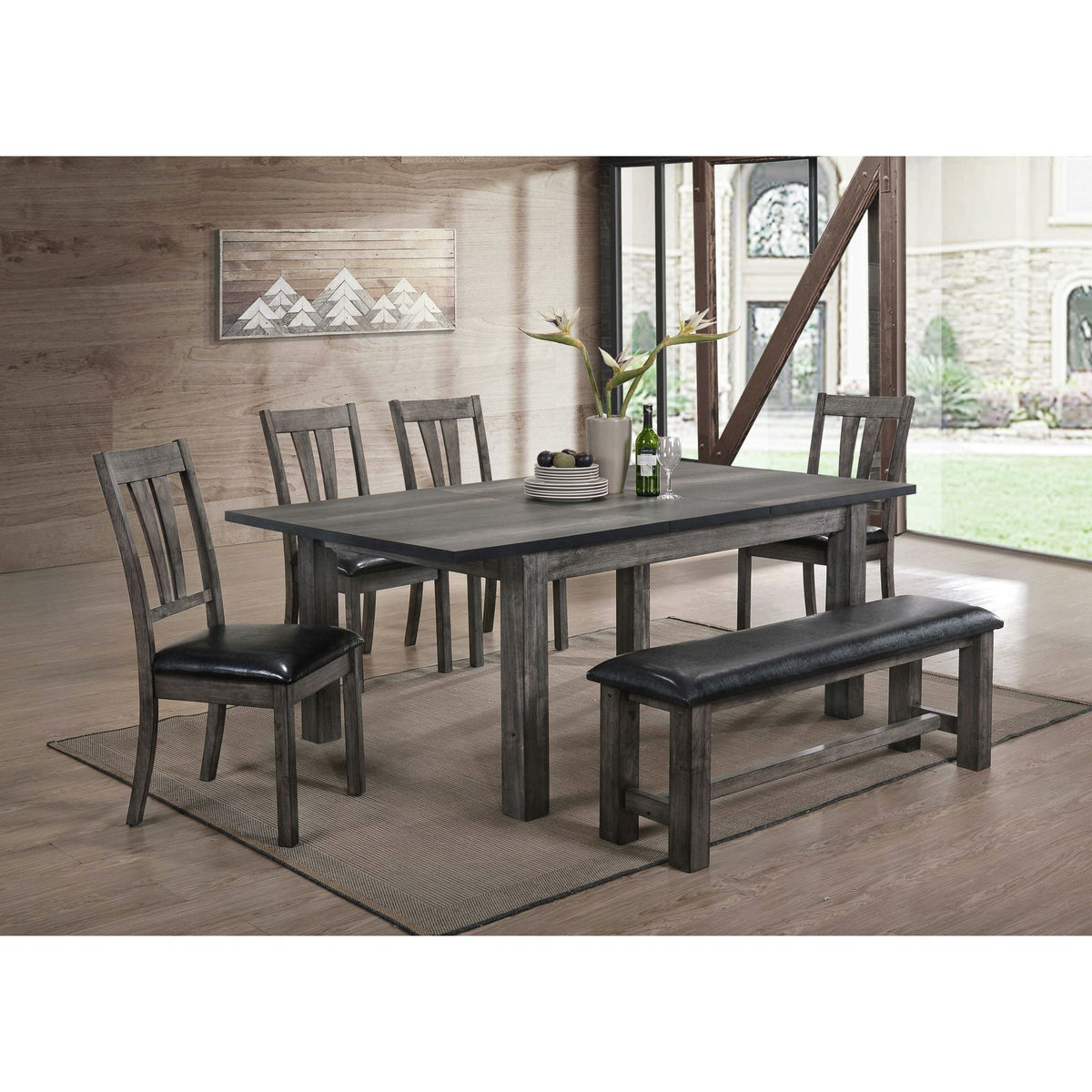 Nathan Grey Oak Bench with PU Padded Seat
