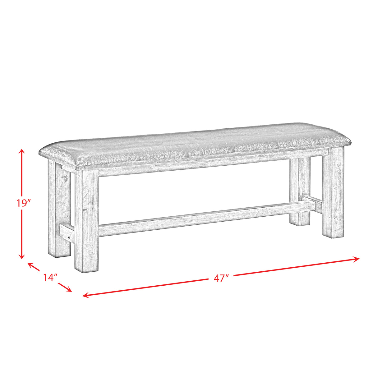 Nathan Grey Oak Bench with PU Padded Seat
