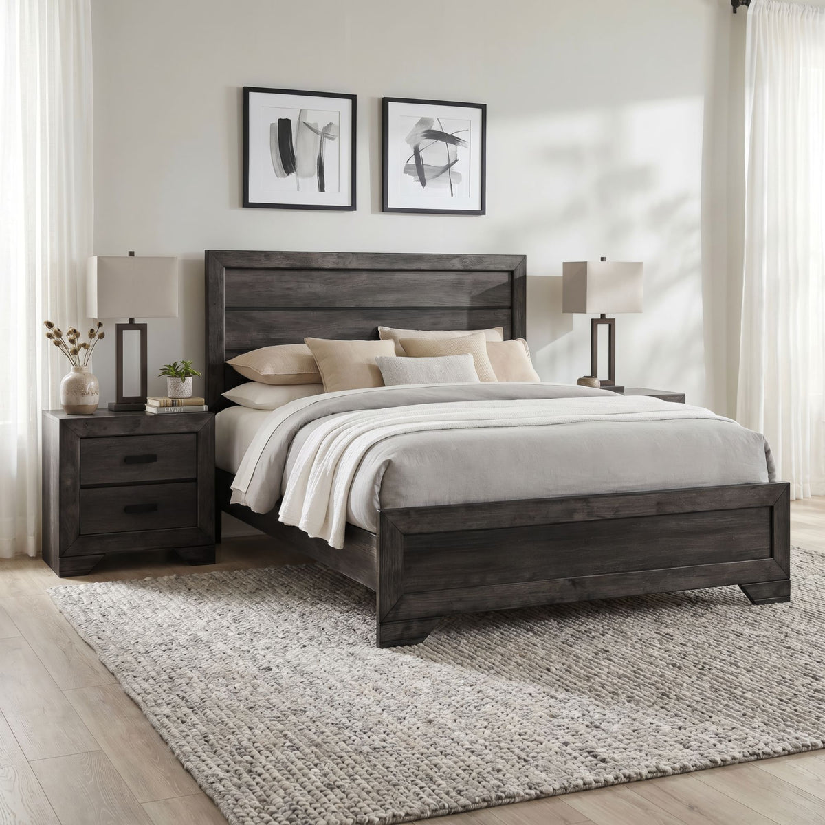 Nathan Rustic Grey 3-Piece Full Bedroom Set - Ornate Home
