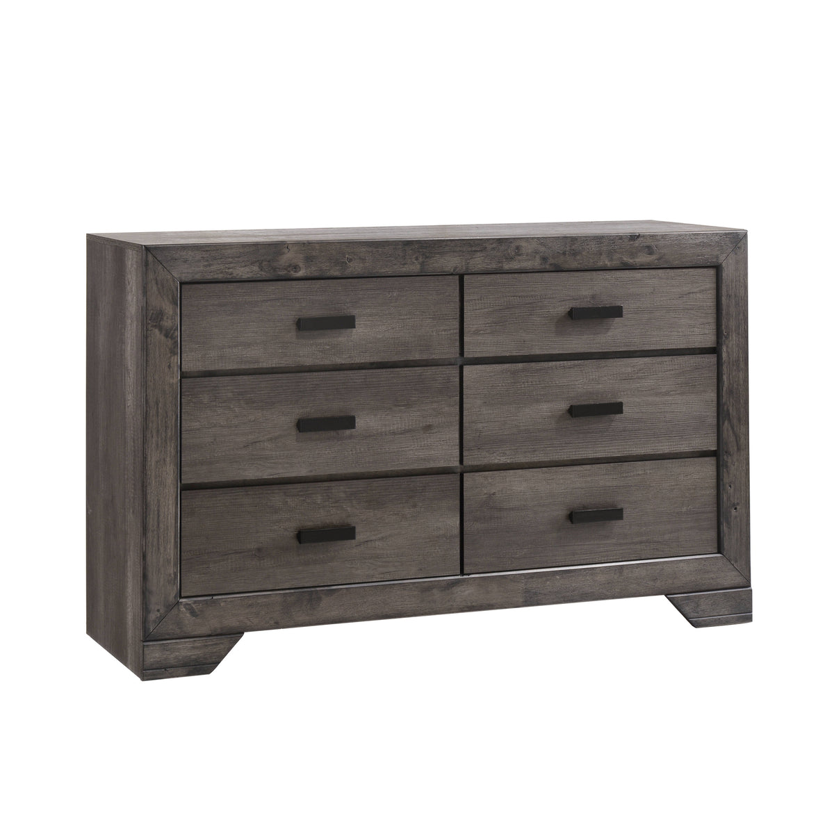 Nathan Rustic Grey 4-Piece King Bedroom Set with 2 Nightstands & Dresser - Ornate Home