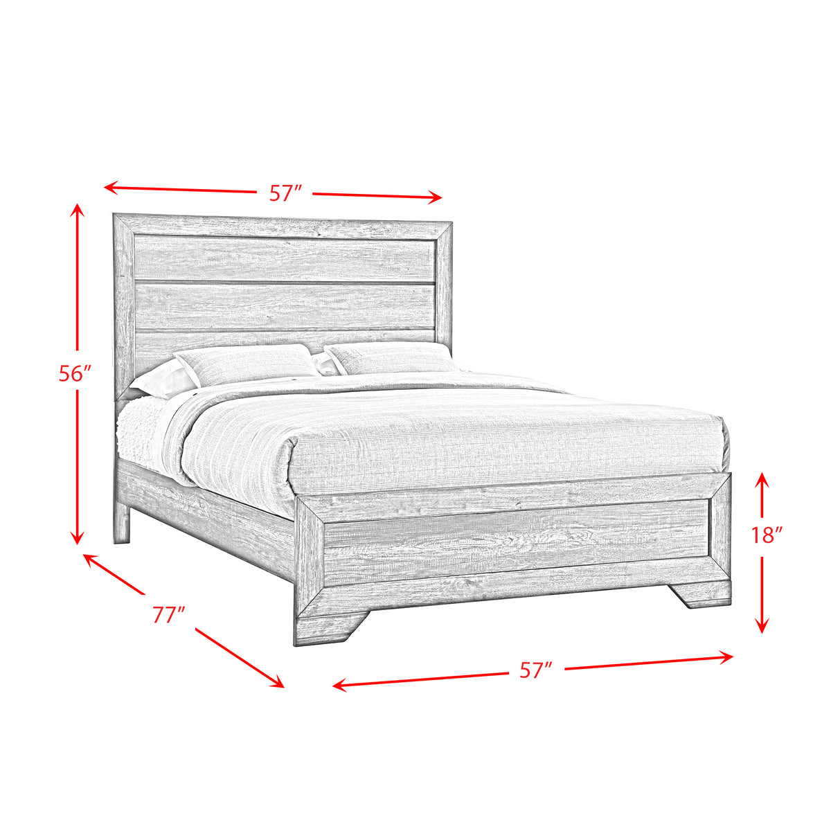 Nathan Rustic Grey 4-Piece Youth Full Panel Bedroom Set - Ornate Home