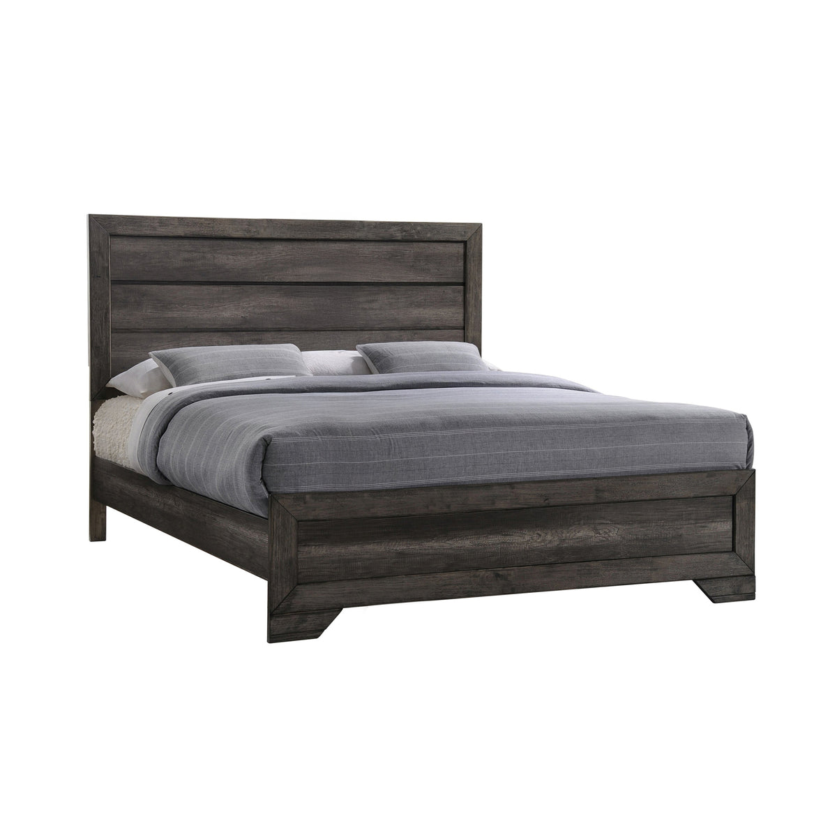 Nathan Rustic Grey 5-Piece King Panel Bedroom Set - Ornate Home