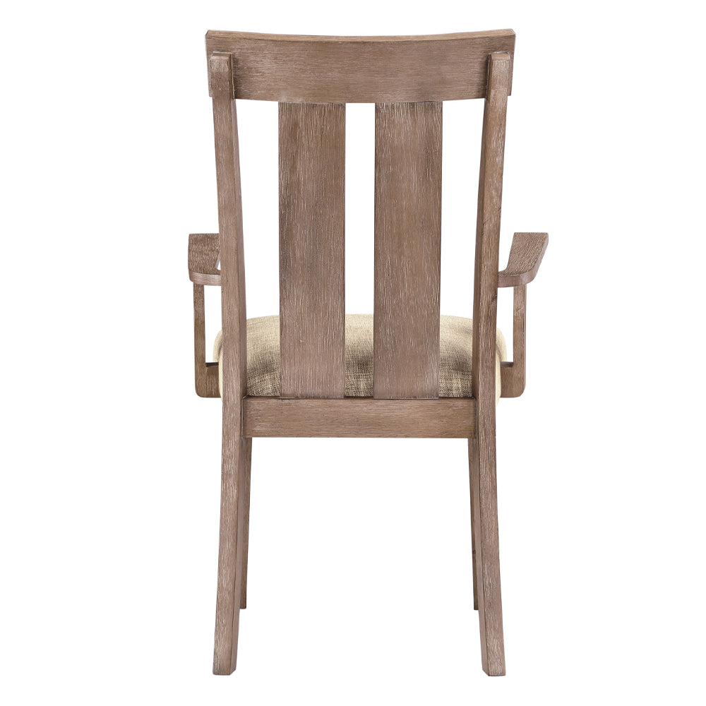 Nathaniel Fabric & Maple Arm Chair , Slatted Back - Ornate Home